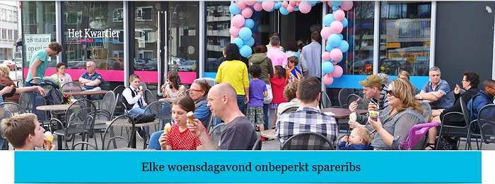 IJs dat volgens een eigen receptuur een bijzonder snoep-ijsje wordt. Brasserie Het Kwartier op het Dr Struyckenplein in Breda is er zo een. Zij maken bijvoorbeeld bananenijs met, je raadt het nooit, échte bananen. Frambozenijs met ???? jawel, uitgelezen Aogse framboosjes en zo zijn er nog een paar soorten met een geheime receptuur. Laat je verrassen. Wist u dat je daar op de woensdagavond onbeperkt spareribs kunt eten?